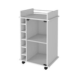 White Engineered Wood Bar Cart With Glass Door - Omega Lifestyles