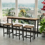 Modern Long Dining Table Set With 3 Stools - Omega Lifestyles