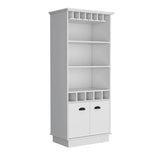 Modern White 70-Inch High Glass Door Bar Cabinet - Omega Lifestyles