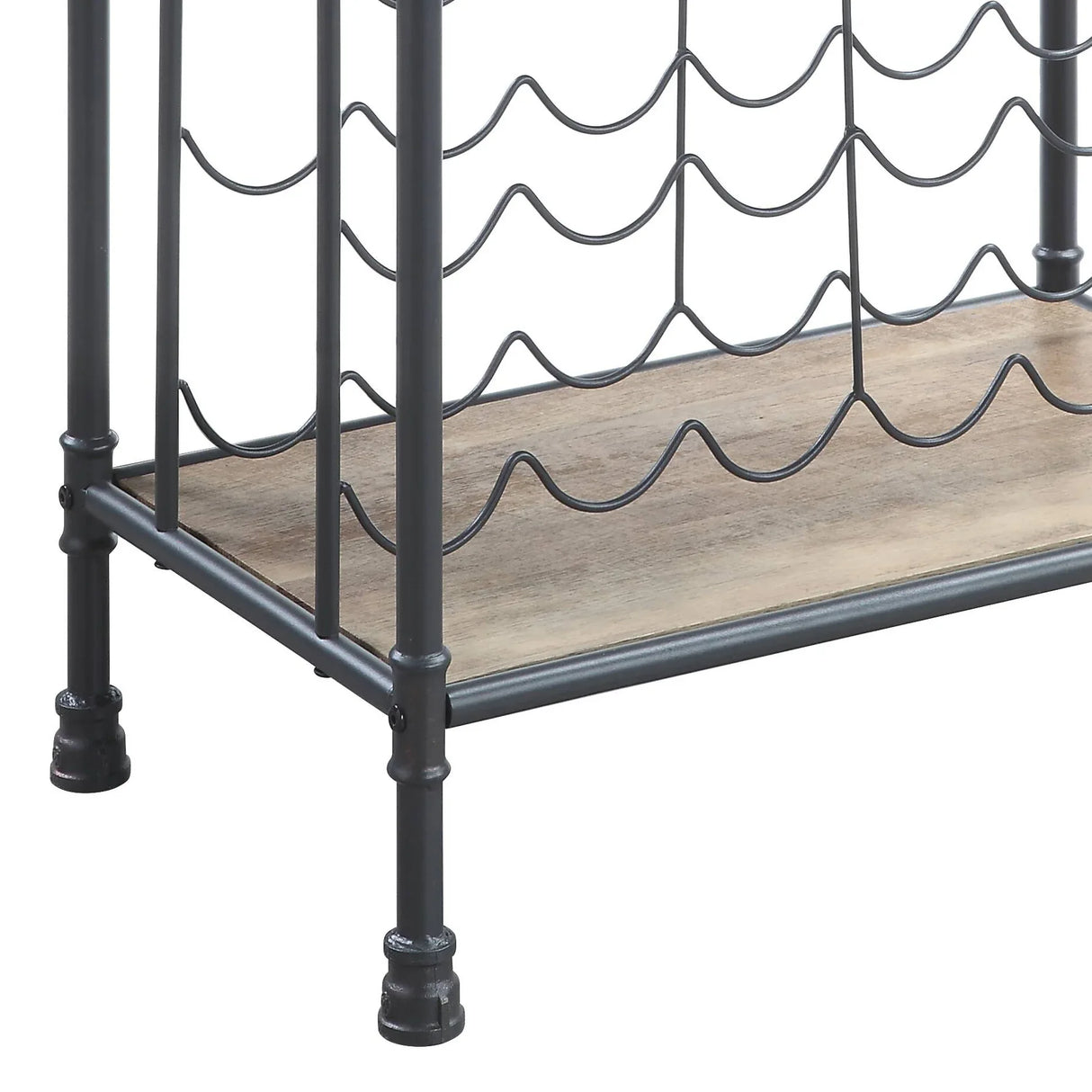 Industrial Three-Tier Metal And Synthetic Wood Wine Rack - Omega Lifestyles