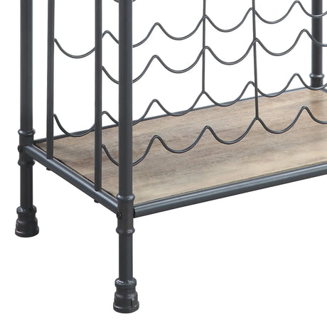 Industrial Three-Tier Metal And Synthetic Wood Wine Rack - Omega Lifestyles