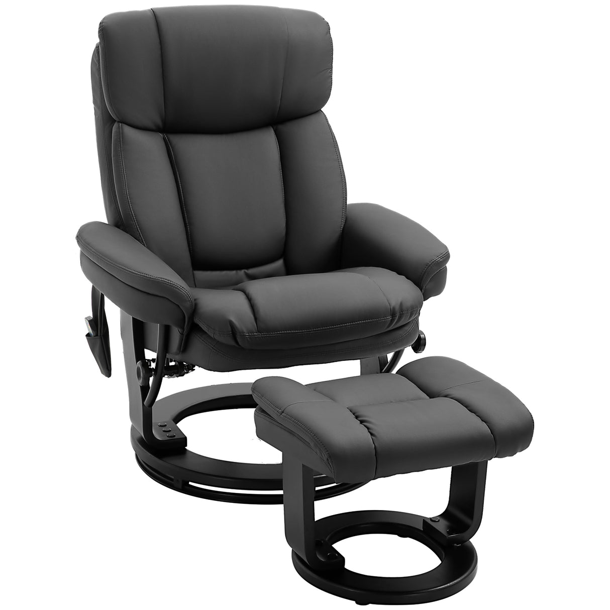PU Leather Massage Recliner Chair With Ottoman Swivel Massage