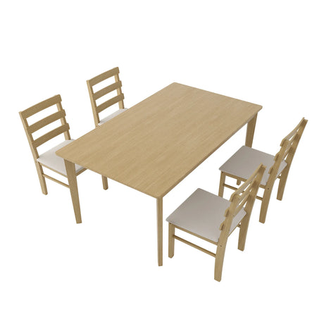 Solid Wood Natural Finish Dining Table And Chair Set - Omega Lifestyles