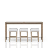 Transitional Sand Finish Frosted Glass Console Table With Stools - Omega Lifestyles