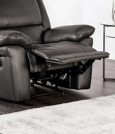 Transitional Black Leather Match Manual Recliner Chair - Omega Lifestyles