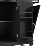 Fluted Rubber Wood Kitchen Island With Trash Can Cabinet - Omega Lifestyles