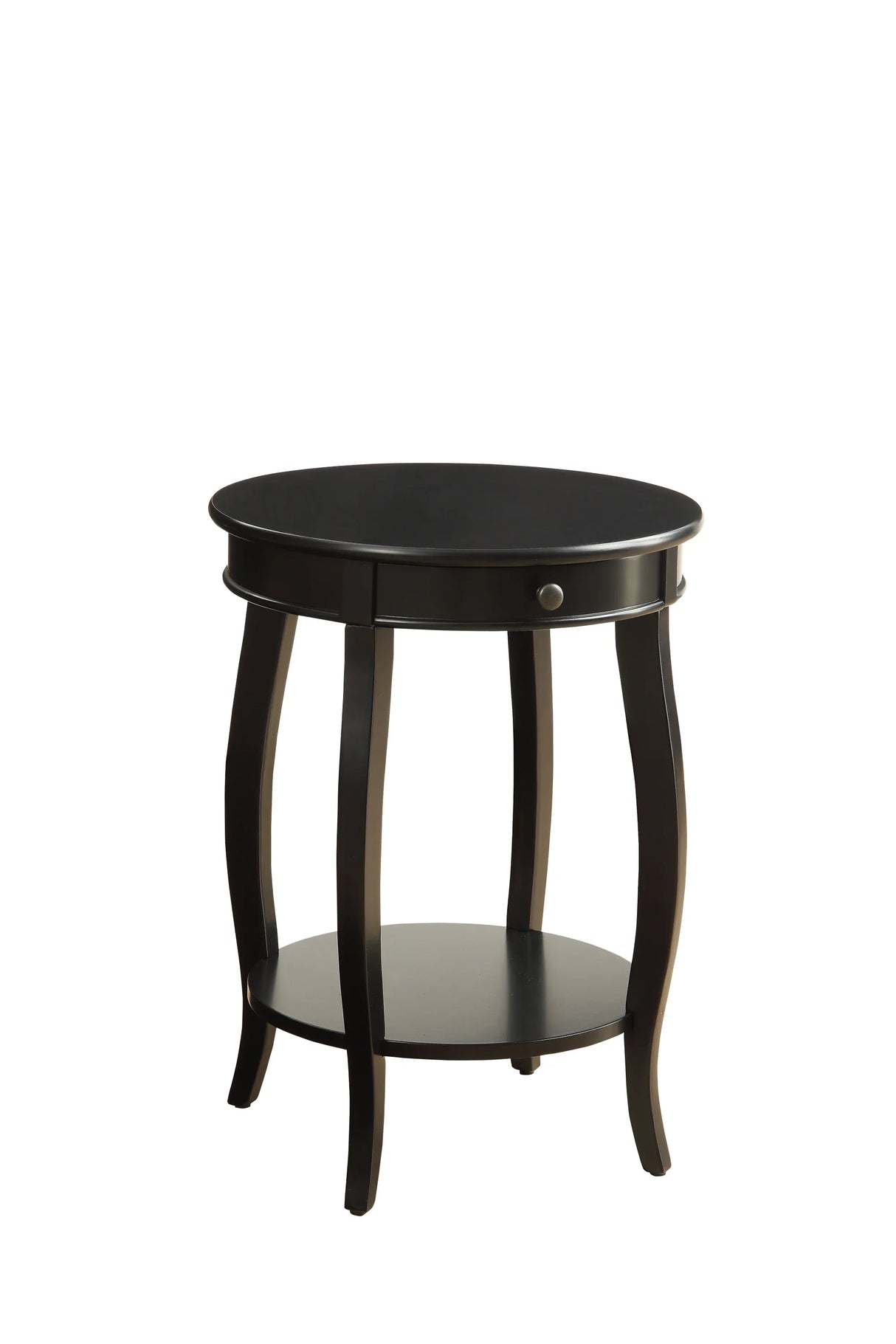 Black Synthetic Wood Round Leg Accent Table With Drawer - Omega Lifestyles