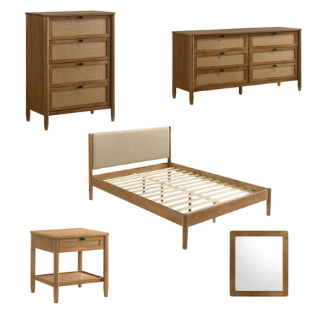 Vichy 5-Piece Queen Rubberwood Bedroom Set - Omega Lifestyles