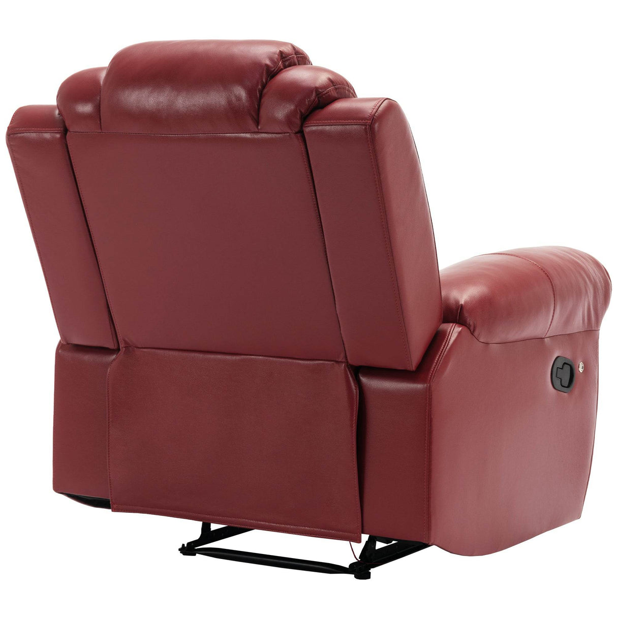 Wine Red Faux Leather Manual Recliner Chair With LED Strip - Omega Lifestyles