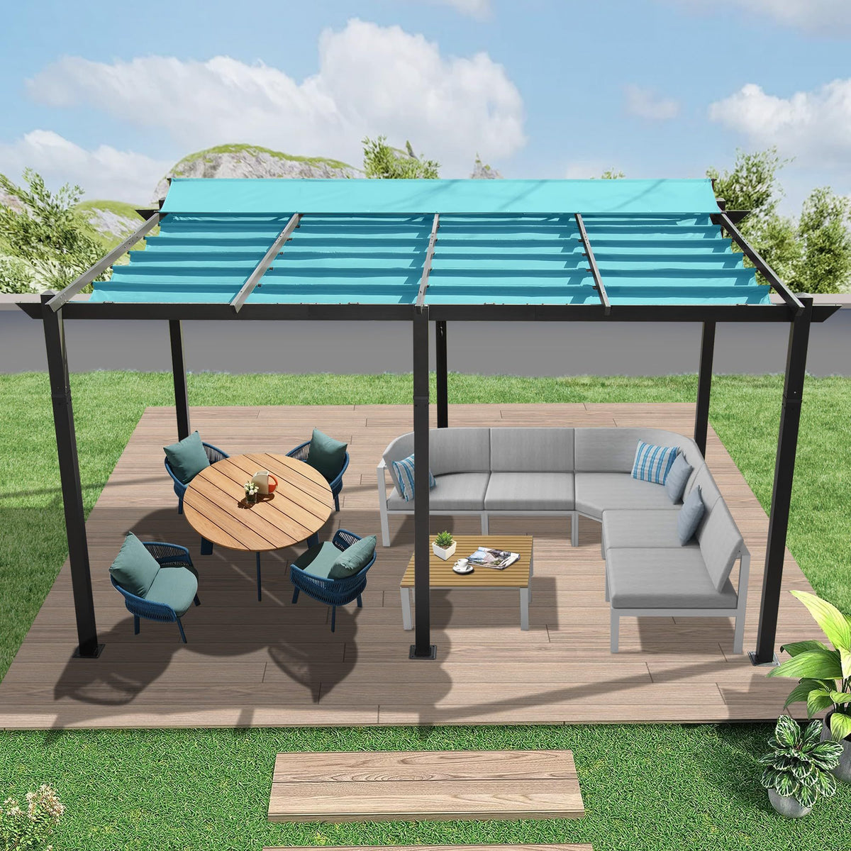 Retractable Aluminum Outdoor Pergola With Weather-Resistant Canopy