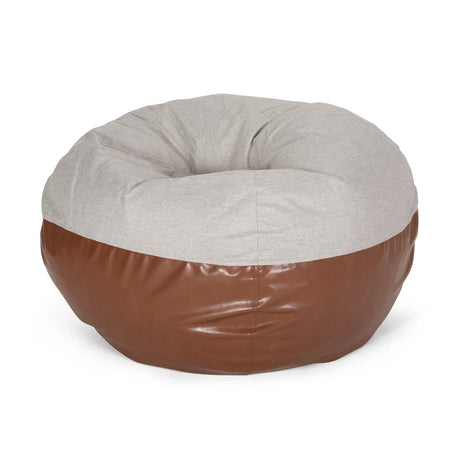 5-Foot Faux Leather Rounded Foam Filled Bean Bag Chair - Omega Lifestyles