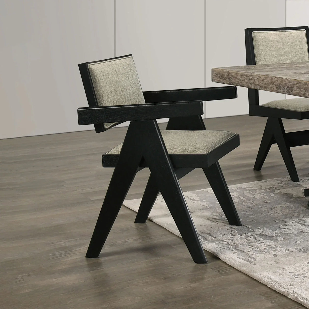 Contemporary 7-Piece Black Rubberwood Dining Set - Omega Lifestyles
