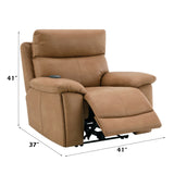 Brown Leather Aire Power Motion Recliner With USB And Power Headrest - Omega Lifestyles