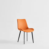 Set Of 2 Orange PU Leather Dining Chairs With Metal Legs - Omega Lifestyles