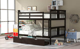 Full Over Full Solid Wood Espresso Bunk Bed With Drawers - Omega Lifestyles