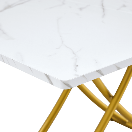 Multifunctional Adjustable Height White Gold Lift Table - Sleep Galleria