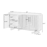 Modern Natural Finish MDF Metal 4-Door Sideboard Cabinet - Omega Lifestyles