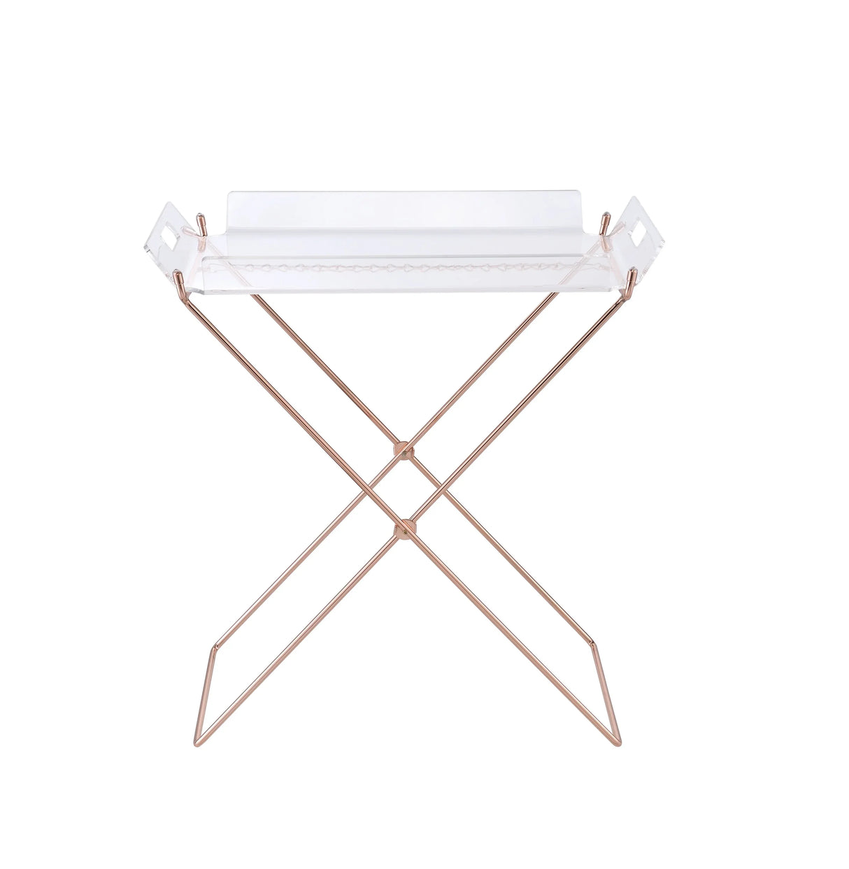 Clear Acrylic Metal Base Rectangular Tray Table - Omega Lifestyles