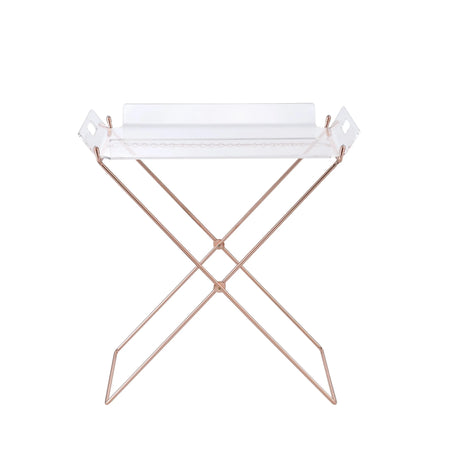 Clear Acrylic Metal Base Rectangular Tray Table - Omega Lifestyles