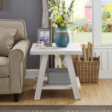 Contemporary White Wood Shelf Coffee Table Set - Sleep Galleria