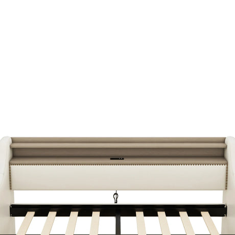 Twin PU Leather Daybed With Storage Drawers Charging Station - Omega Lifestyles