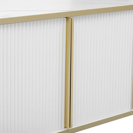 Modern Fluted MDF Coffee Table With Storage Cabinets - Omega Lifestyles