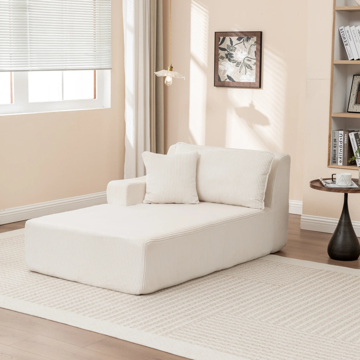 Corduroy Foam Right Armrest Chaise Lounge Chair - Omega Lifestyles