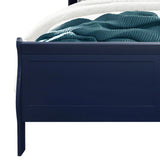 Full Blue Solid Wood Sleigh Bed With LED Headboard - Omega Lifestyles