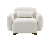 Beige Boucle Accent Chair With Toss Pillow - Omega Lifestyles