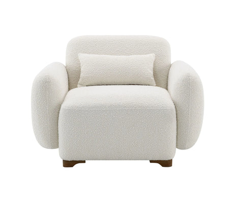 Beige Boucle Accent Chair With Toss Pillow - Omega Lifestyles