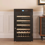 Black Wood Tempered Glass Wine Cooler With Touch Display - Omega Lifestyles