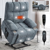 Medium-Firm Chenille Power Lift Recliner Chair With Massage - Omega Lifestyles