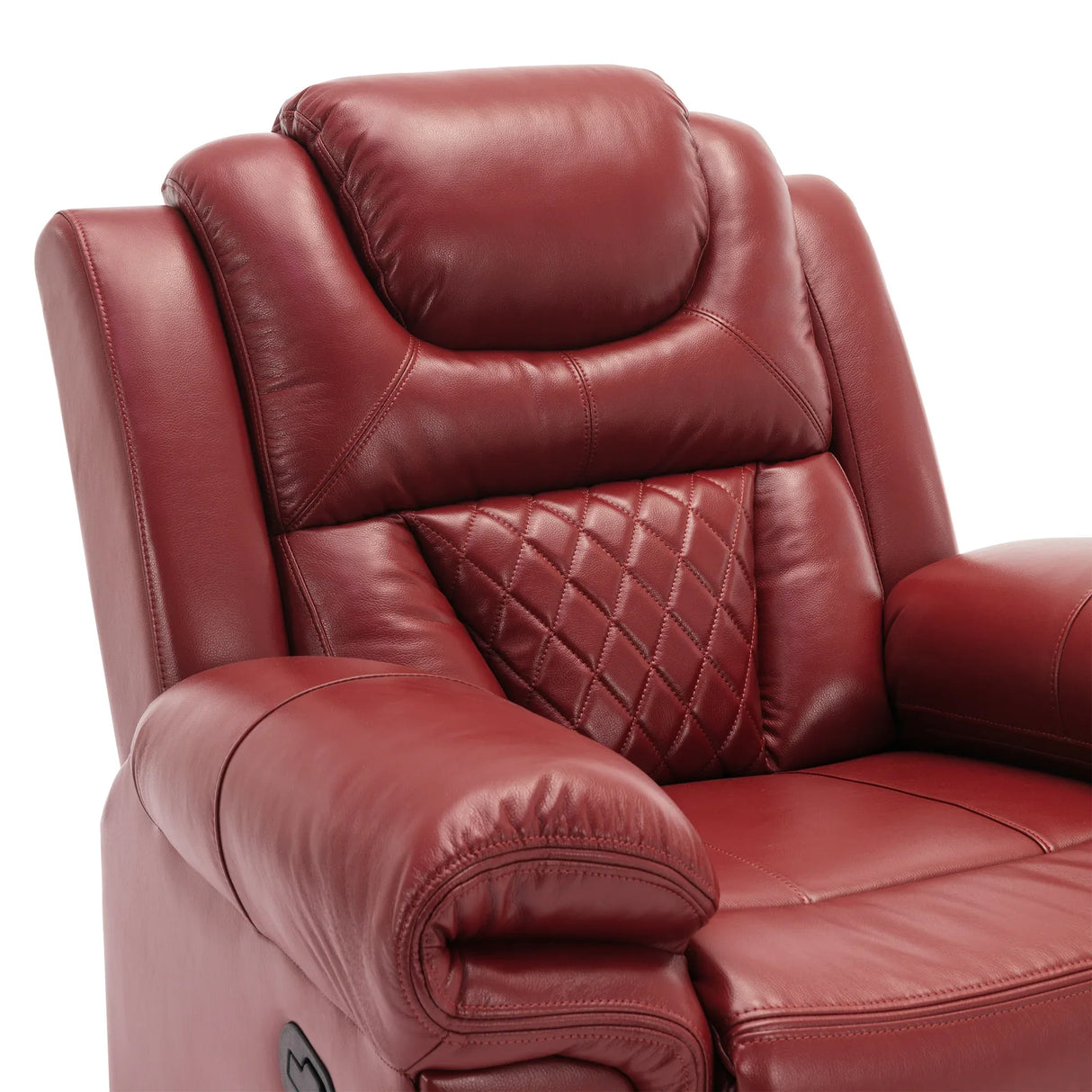 Wine Red Faux Leather Manual Recliner Sofa Set With LED Strip - Omega Lifestyles
