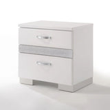 Modern White Synthetic Wood Nightstand With Jewelry Drawer - Omega Lifestyles