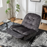 Modern Black Velvet Swivel Gliding Recliner Chair With Phone Holder - Omega Lifestyles