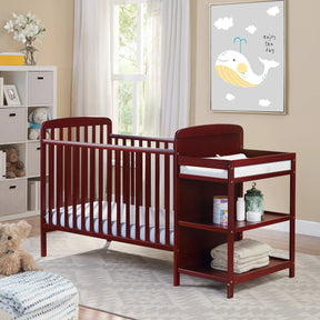 Solid Wood Cherry Crib With Attached Changing Table - Omega Lifestyles