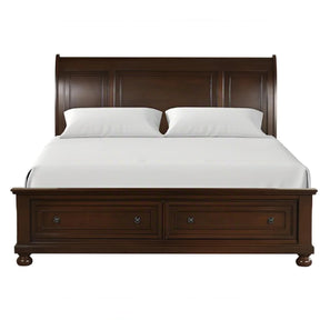 Queen Cherry Wood Platform Storage Bed Frame - Omega Lifestyles