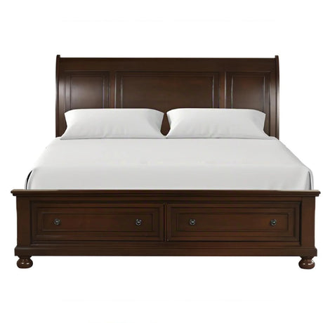Queen Cherry Wood Platform Storage Bed Frame - Omega Lifestyles