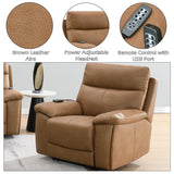 Brown Leather Aire Power Motion Recliner With USB And Power Headrest - Omega Lifestyles