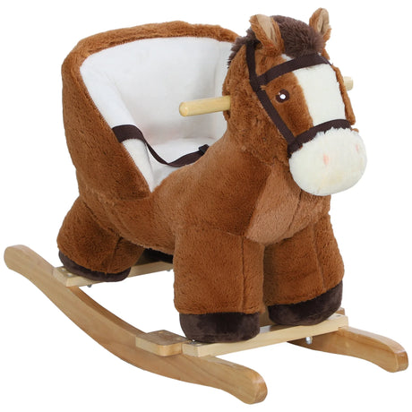 Plush Toddler Rocking Horse With Sound And Safety Belt - Omega Lifestyles