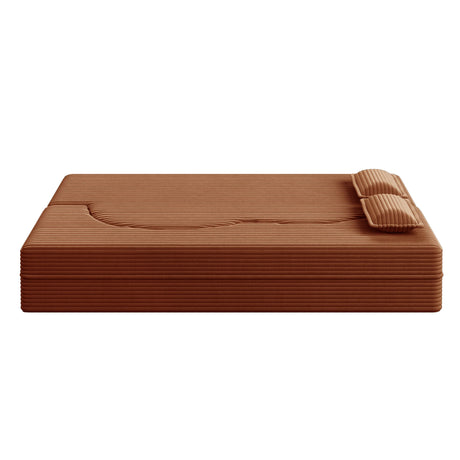 Full Size Plush Corduroy Folding Sofa Bed With Pillows - Omega Lifestyles