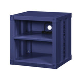Industrial Blue Metal Nightstand With USB Charging Ports - Omega Lifestyles