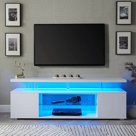 White Engineered Wood Gaming TV Stand Console Table - Omega Lifestyles