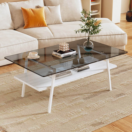 Set Of 3 Modern Tempered Glass Coffee End Tables - Sleep Galleria