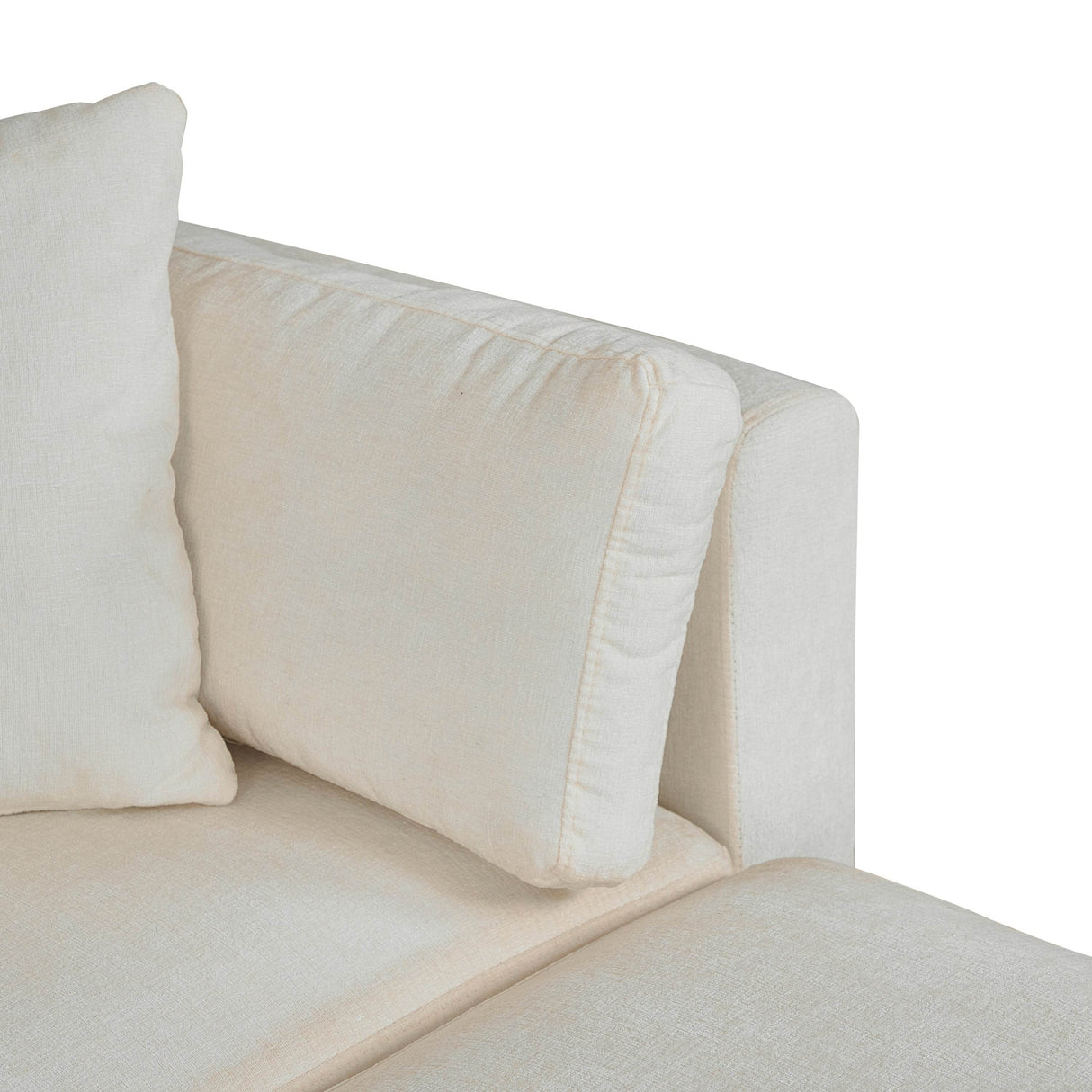 Beige Chenille 3-Seat Sofa With Hardware Feet - Omega Lifestyles