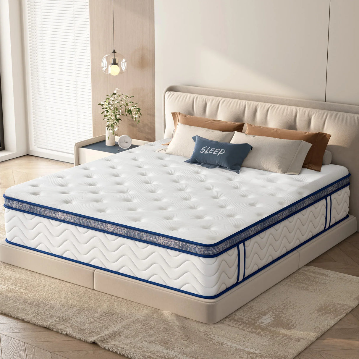 King Medium 12-Inch Hybrid Pocket Spring Mattress - Omega Lifestyles