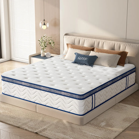 King Medium 12-Inch Hybrid Pocket Spring Mattress - Omega Lifestyles