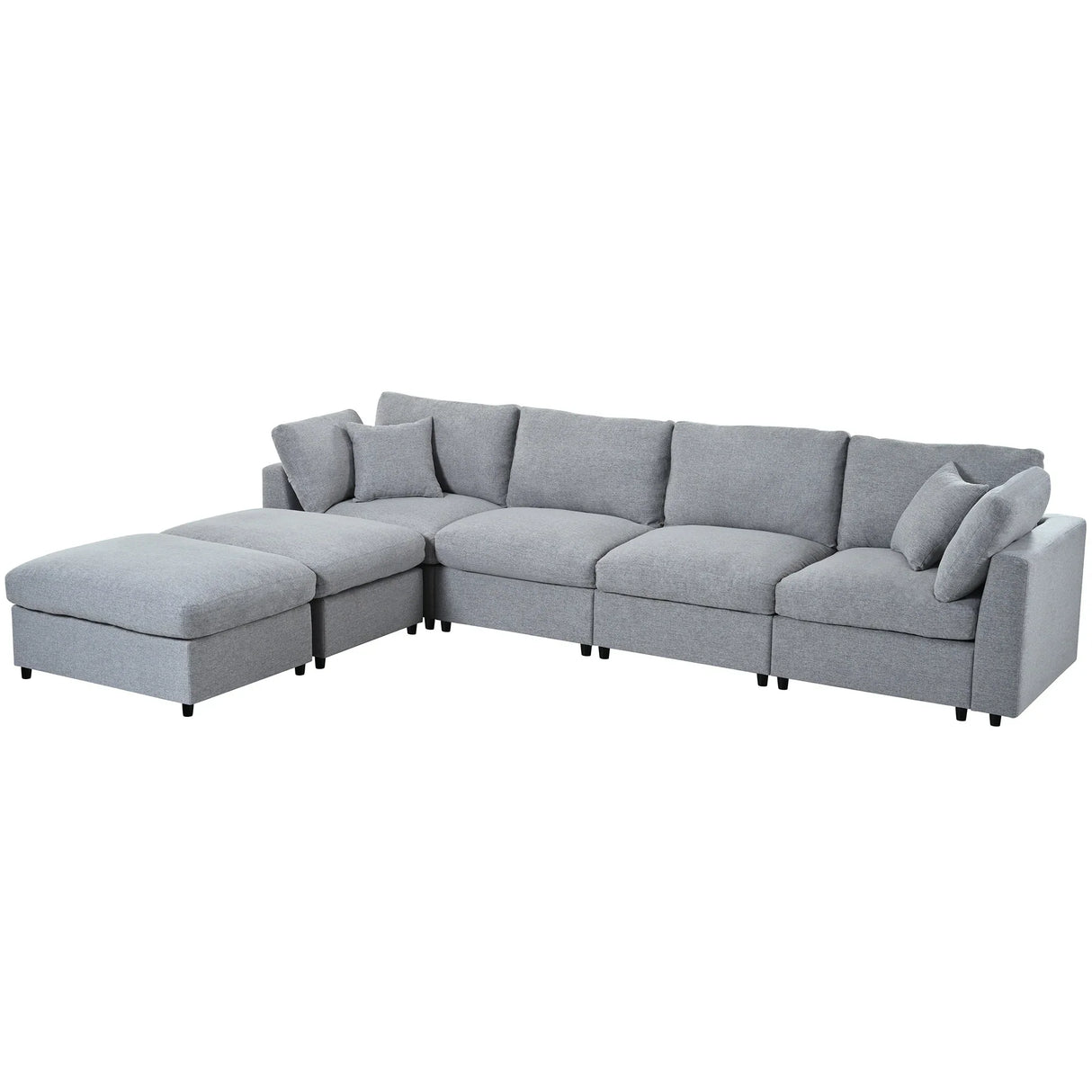 130-Inch Modular Chenille Fabric U-Shaped Sectional Sofa With Ottomans - Omega Lifestyles
