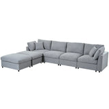 130-Inch Modular Chenille Fabric U-Shaped Sectional Sofa With Ottomans - Omega Lifestyles