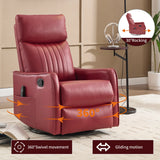 Red Faux Leather Medium-Firm Heat Massage Recliner Chair - Omega Lifestyles